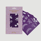 Oh Flossy - Reusable Adhesive Face Paint, Makeup & Glitter Stencils - Purple