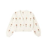 Rylee & Cru - Boxy Crop Cardigan - Winter Daisy Embroidery