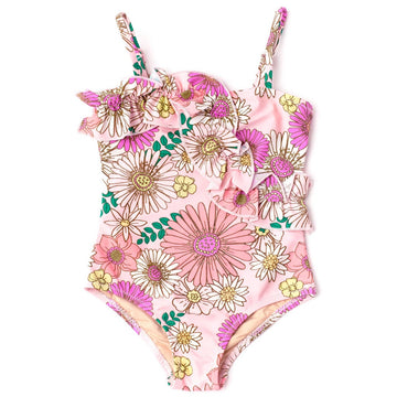 Shaded Critters - Ruffle Front One Piece  Retro Blossom