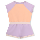Carrement Beau - French Terry Elastic Waist Romper - Pink & Purple