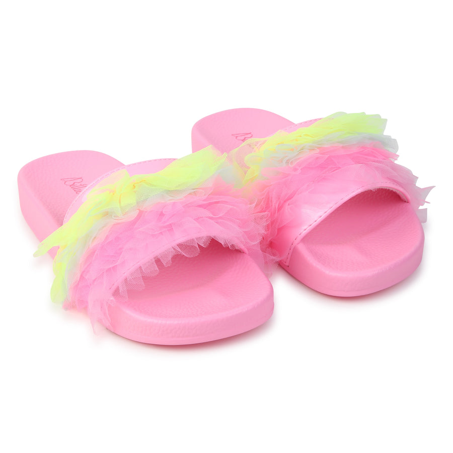 Billie Blush - Multicolor Flounce Slides - Medium Pink