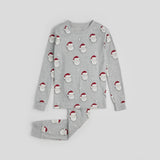 Petit Lem - Santa Print PJ Set - Heather Grey