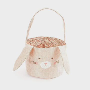Mon Ami - Pink Linen Bunny Basket - Small