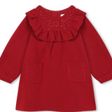 Chloe - Long Sleeve Front Pocket Dress - Dark Red