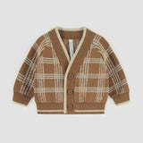 Souris Mini - Knitted Cardigan - Brown Plaid