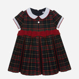 Patachou - Tartan Puff Sleeve Bow Dress - Navy