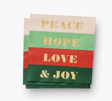 Rifle Paper Co. - Holiday Cocktail Napkins - Peace & Joy