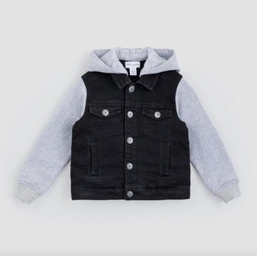 Miles - Hooded Fleece and Black Denim Jacket