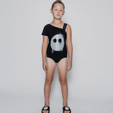 nununu -Melting Mask Single Sleeve Swimsuit - Black