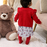 Carrement Beau - Pointelle Knit Cardigan with Shoulder Flounces - Raspberry