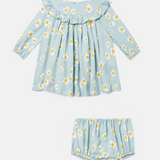 Stella McCartney - Baby Girl Embroidered Daisy Dress with Frills - Blue