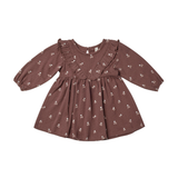 Quincy Mae - Long Sleeve V Dress - Dark Plum