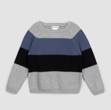 Miles the Label - Knit Colourblock Sweater -  Blue Grey