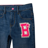 Billie Blush - Denim Pants with "B" Patch - Indigo