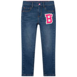 Billie Blush - Denim Pants with "B" Patch - Indigo