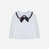 Patachou - Tartan Bow T-Shirt - White