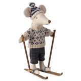 Maileg - Winter mouse with Ski Set Dad - Blue