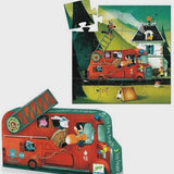djeco silhouette puzzle - the fire truck - 16 pcs