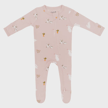 Kyte Baby - Zippered Footie - Blush Rabbit