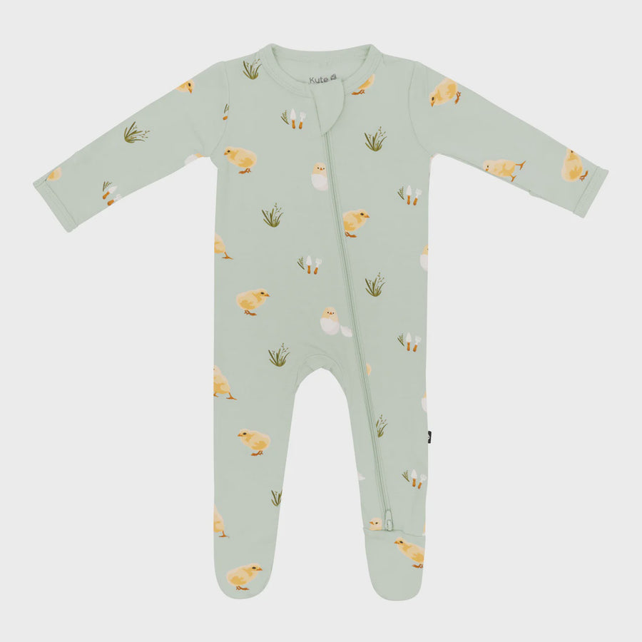 Kyte Baby - Zippered Footie - Aloe Chick