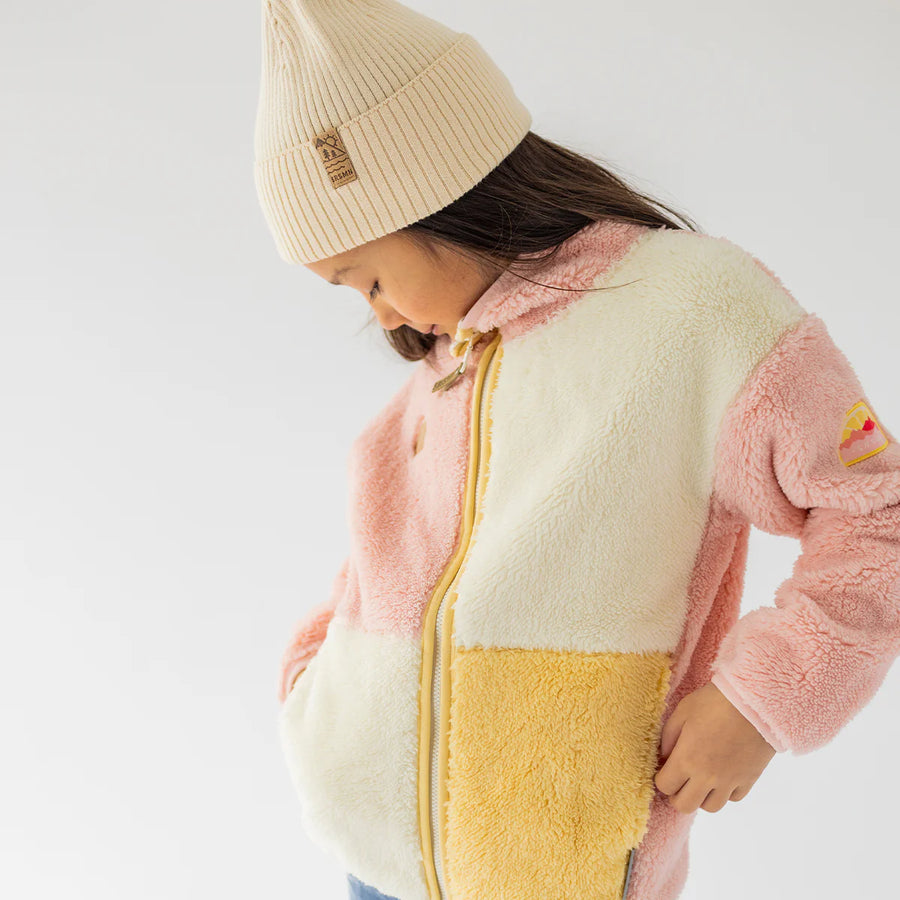 Souris Mini - Kids Sherpa Colour Block Jacket - Pink