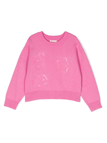 Billie Blush - Glittered Knit Illustrated Sweater - Pink