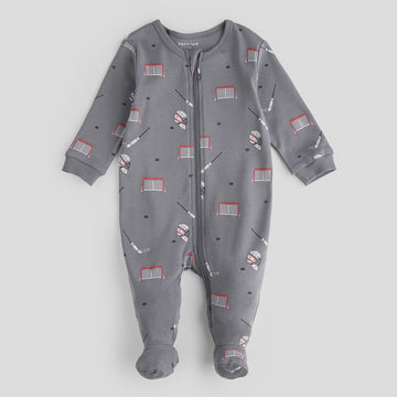 Petit Lem - Hockey Gear Print Sleeper - Blue Dusty