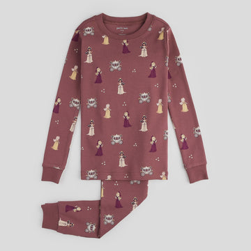 Petit Lem - Princesses Print PJ Set - Merlot