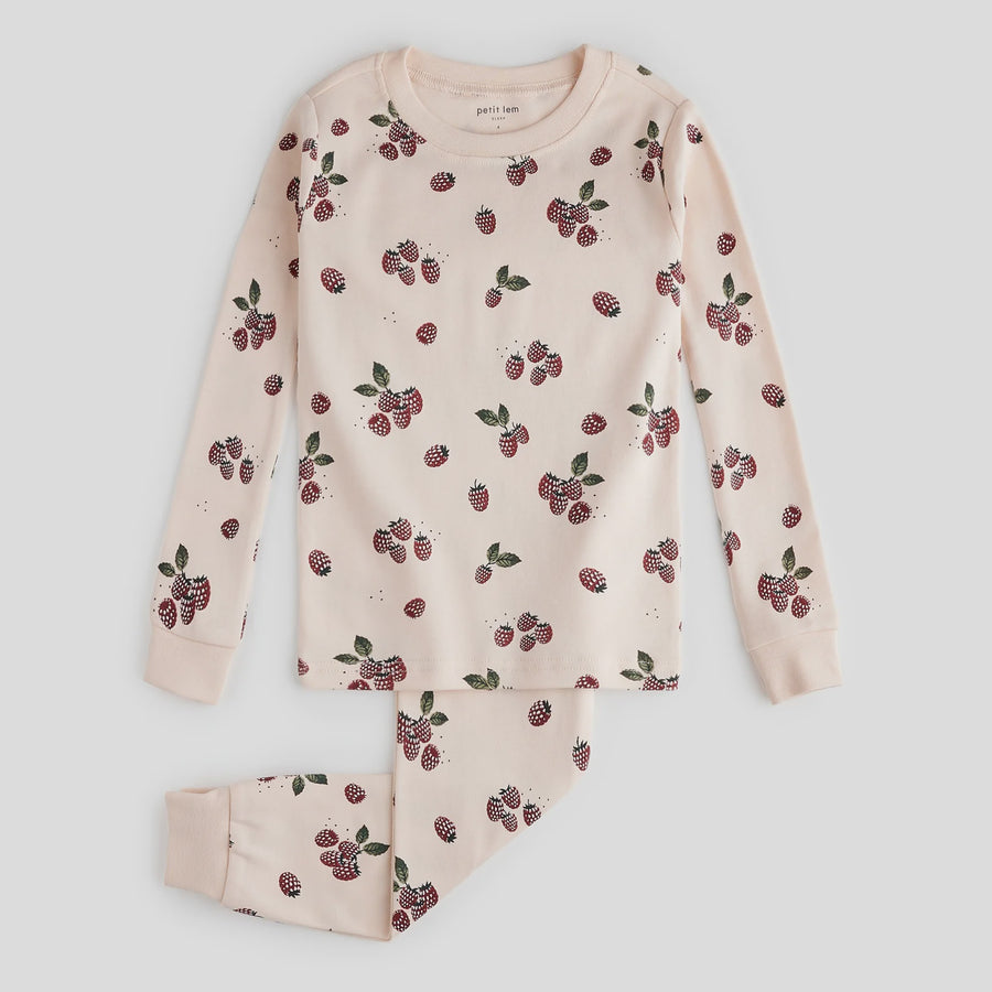 Petit Lem - Raspberry Print PJ Set - Cherry Blossom