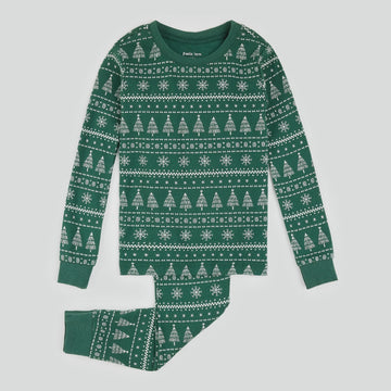 Petit Lem - Festive Firs PJ Set - Dark Green