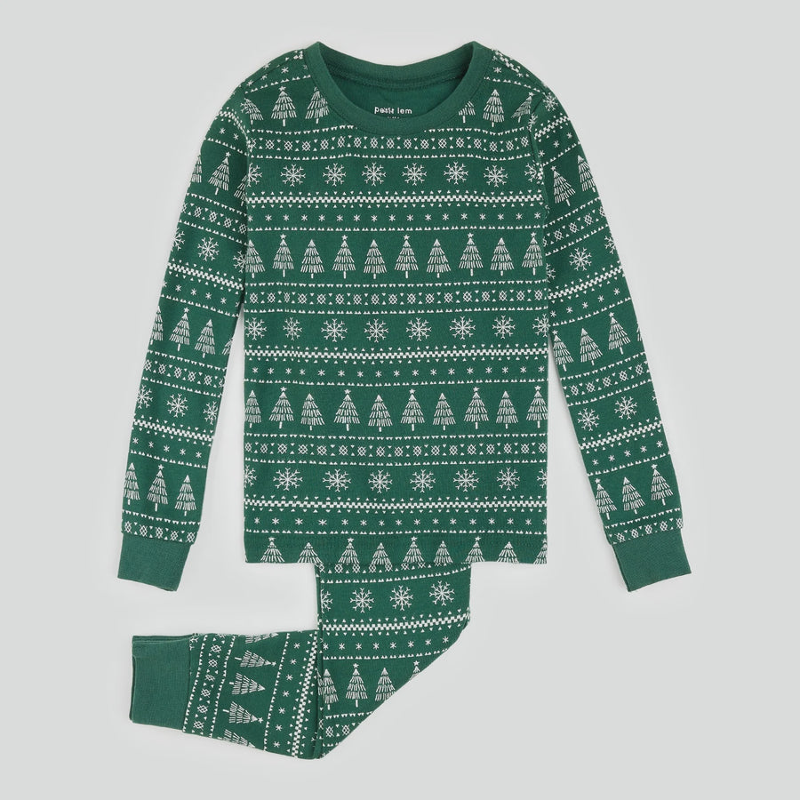 Petit Lem - Festive Firs PJ Set - Dark Green