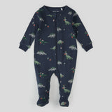 Petit Lem - Holiday Dinosaur Print Sleeper - Navy