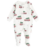 Petit Lem - Footed Slepper Knit (Christmas Tree Car White)
