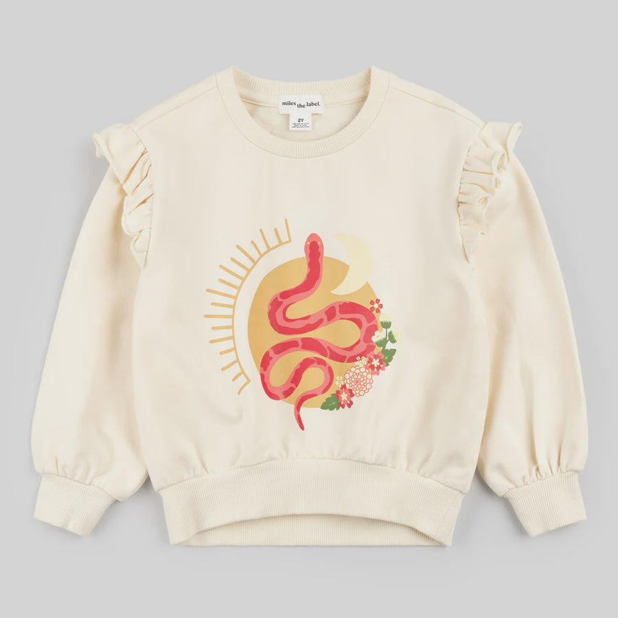 Miles the Label - Year of the Snake Ruffle Sweatshirt - Beige