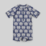 Miles the Label - Palm Tree Print Swim Romper - Dress Blues