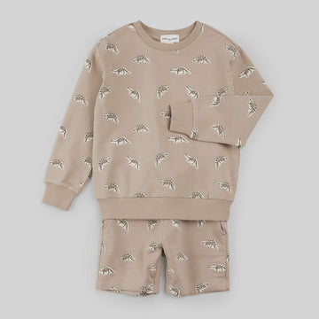 Miles the Label - Dino Fossil Print Shorts Set - Taupe