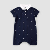 Miles the Label - Embroidered Pique Polo Romper - Dress Blues