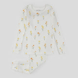 Petit Lem - Daffodil Print on Off-White Ribbed PJ Set
