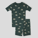 Petit Lem - Short Sleeve Top & Short PJ Set - Turquoise Safari Trucks