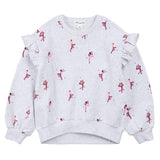 Miles the Label - Crew Neck Sweatshirt w/ Shoulder Frill - Heather Grey