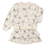 Miles the Label - Crew Neck & Skirt Set - Off White w/ Bows