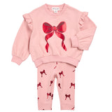 Miles The Label - Sweatshirt legging Set - Pink red bow