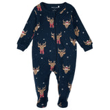 Petit Lem - Footed Sleeper Knit (Reindeer Navy)