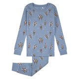 Petit Lem - 2-Piece PJ Set (Blue Christmas Otters)
