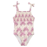 Miles The label - Pink Palms Print on Off-White Swimsuit -