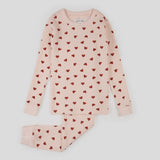 Petit Lem - 2 Piece PJ Set - Pink Hearts on Peony Waffle