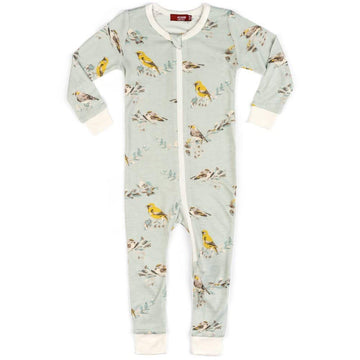 Milkbarn - Bamboo Zipper Pajama - Blue Bird