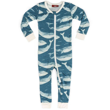 Milkbarn - Bamboo Zipper Pajama - Blue Whale