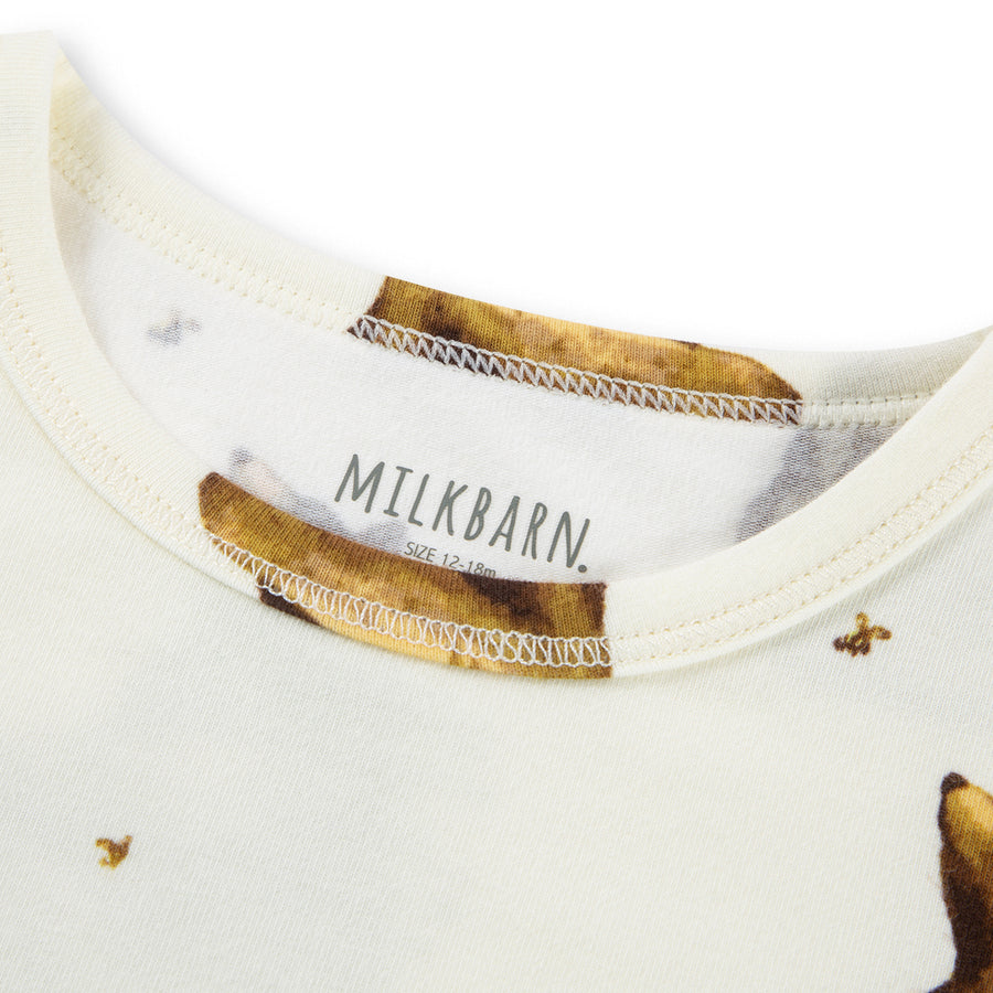 Milkbarn - Stretch Long Sleeve Pajama Set - Honey Bear