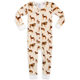 Milkbarn - Organic Cotton Zipper Pajama - Natural Dogs